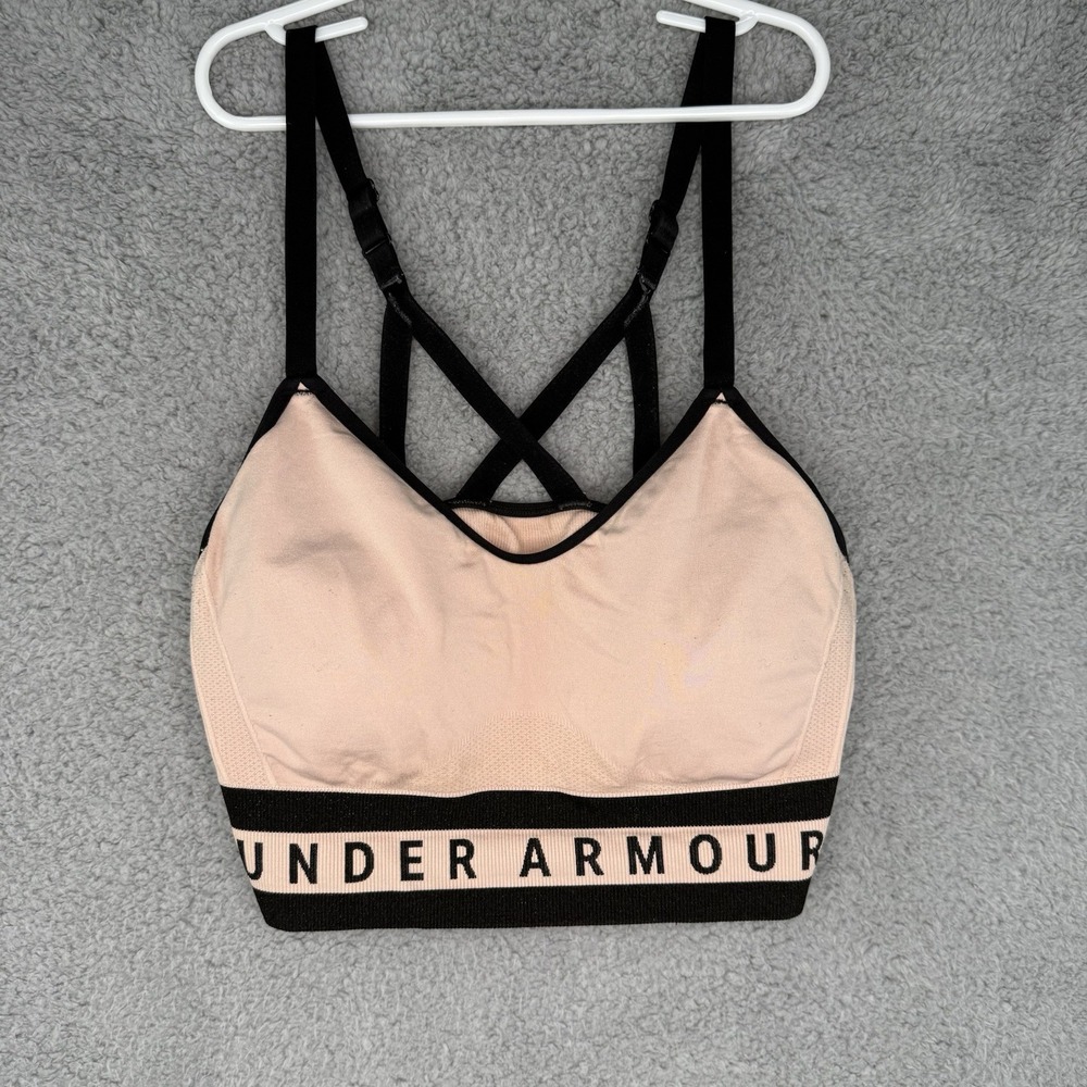 Under Armour Women's Medium Sports Bra Pink Compression Workout Athletic Strap